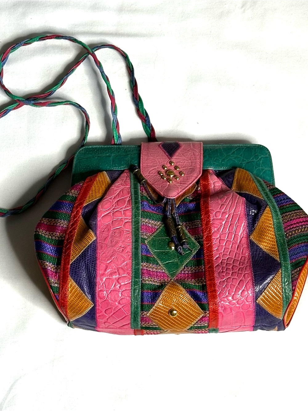 Sharif Vintage 1980's Patchwork Leather Handbag Excellent Condition
